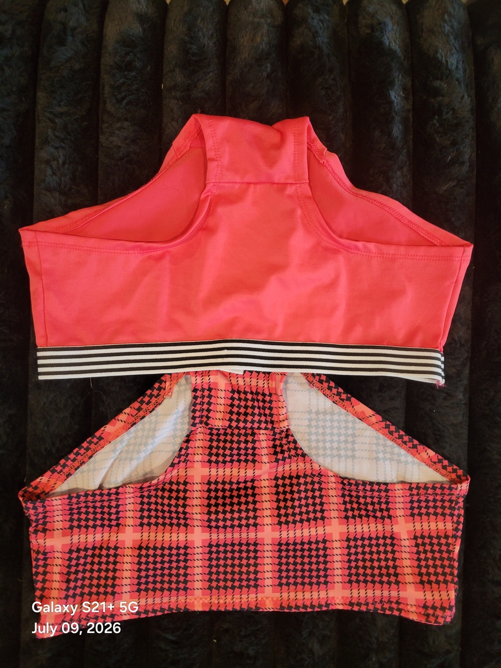 Pink Striped Band Athletic Sports Bra Set